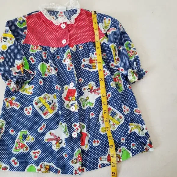 Vintage 70s School Kids Long Sleeve Dress 3t/4t - Picture 5 of 7